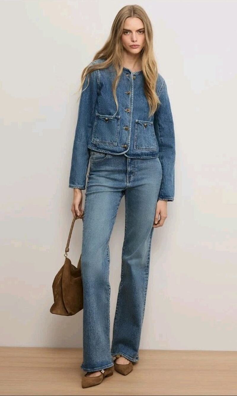 New Veronica Beard - Andrea Jacket With Novel Buttons Denim Jeans Size 8